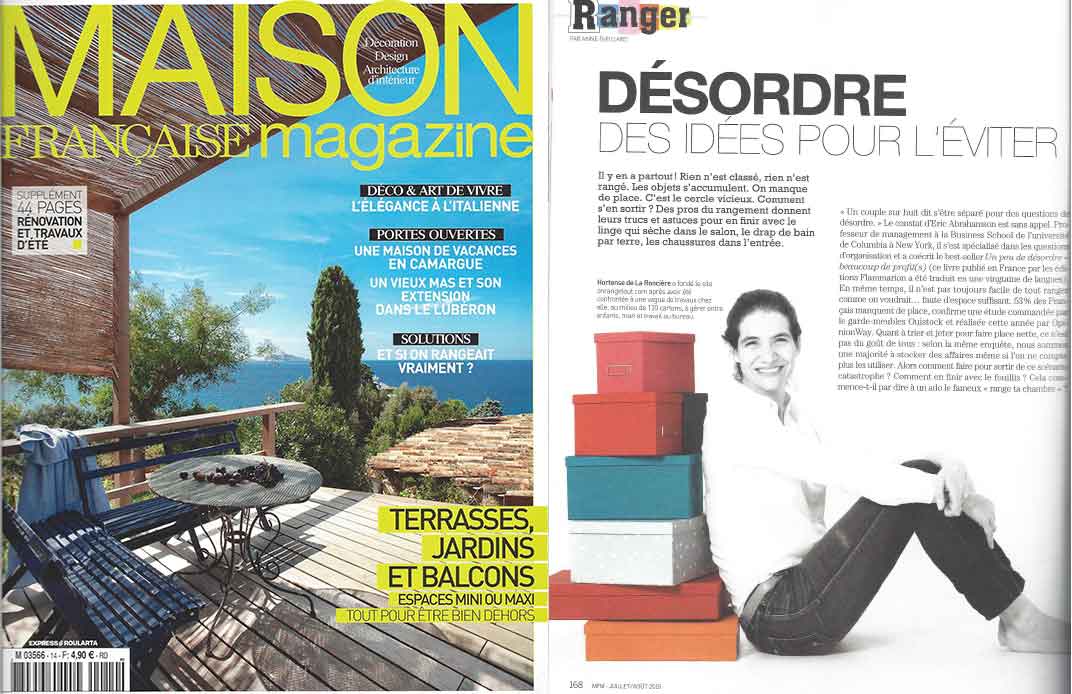 Maison Francaise magazine Présentation fondatrice de on range tout