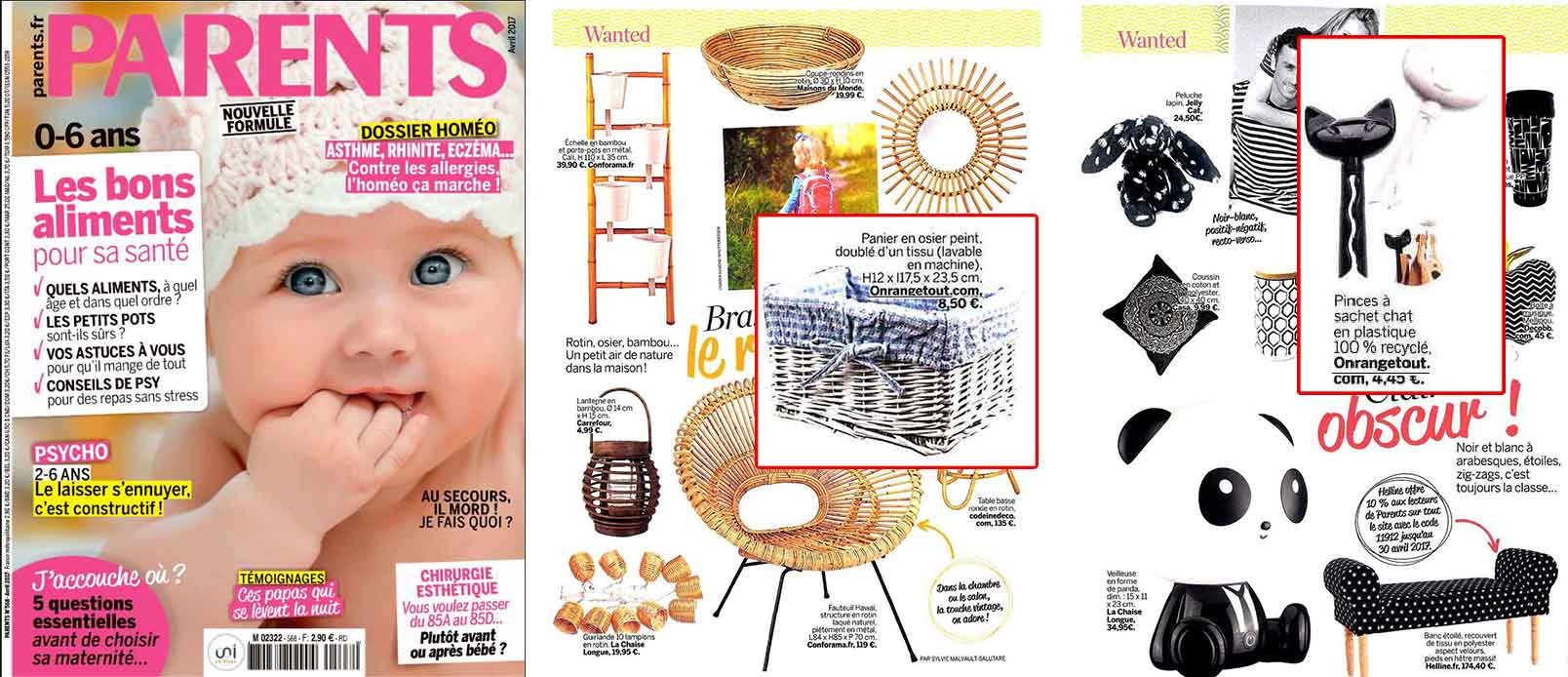 magazine parents panier et pince à sachet