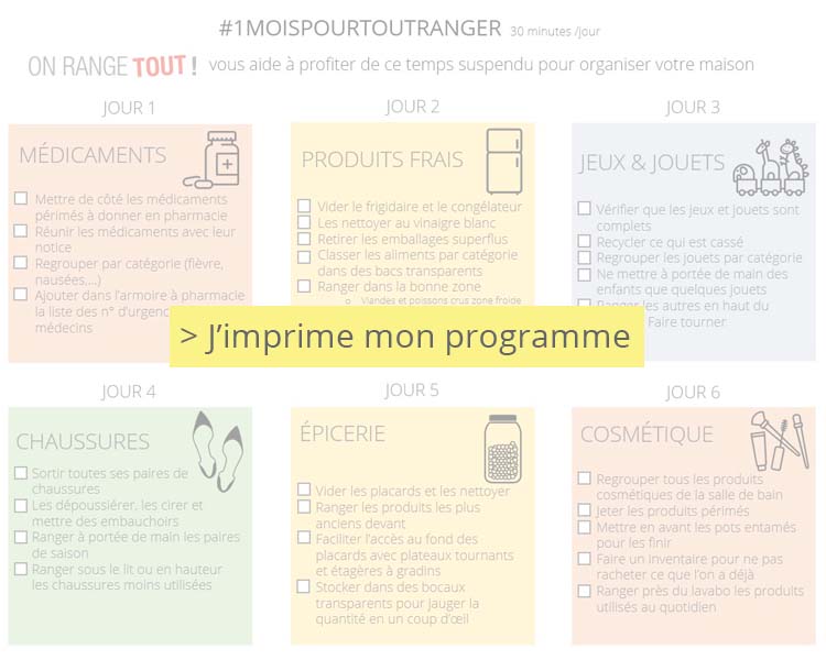 Programme 1 mois pour tout ranger