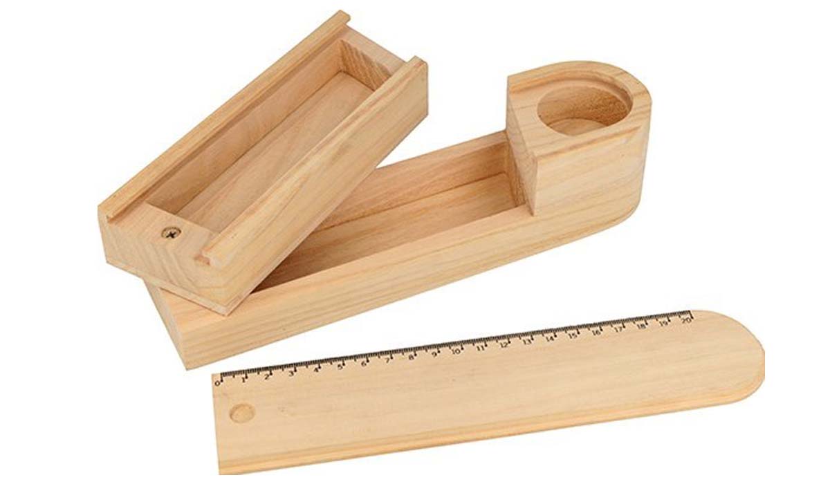 Plumier double en bois