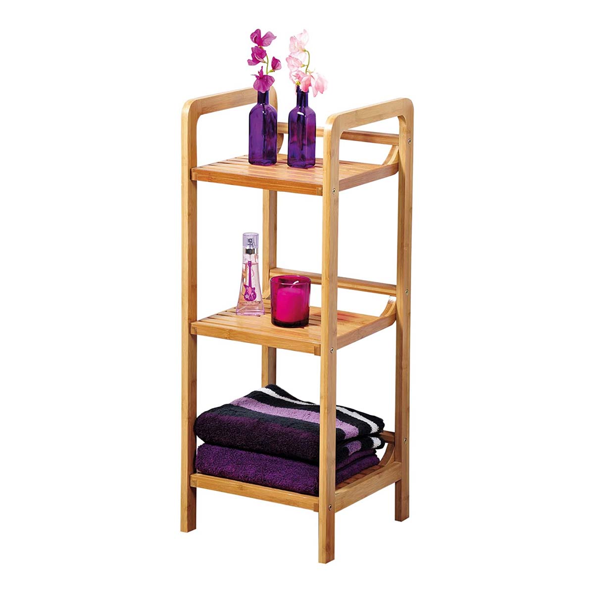 étagère de salle de bain en bambou