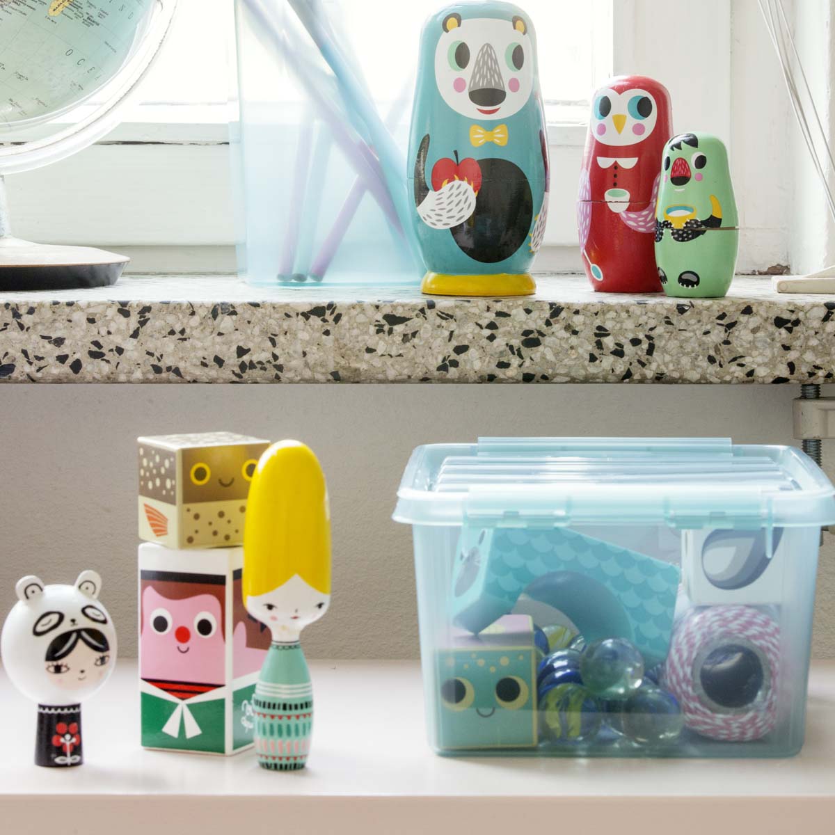 Boîte de rangement en plastique bleu 14 litres