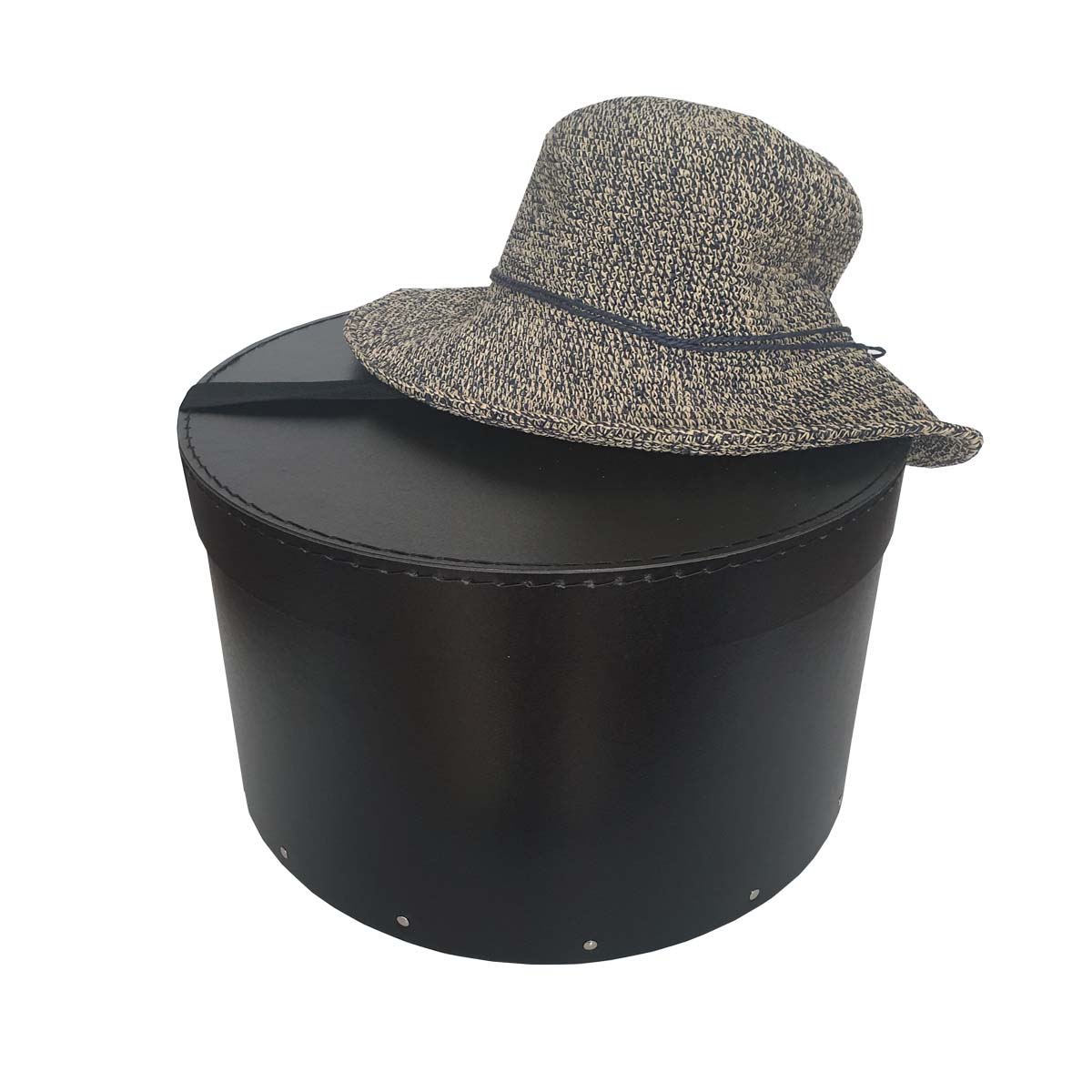 Boîte à chapeaux noire avec ruban noir M