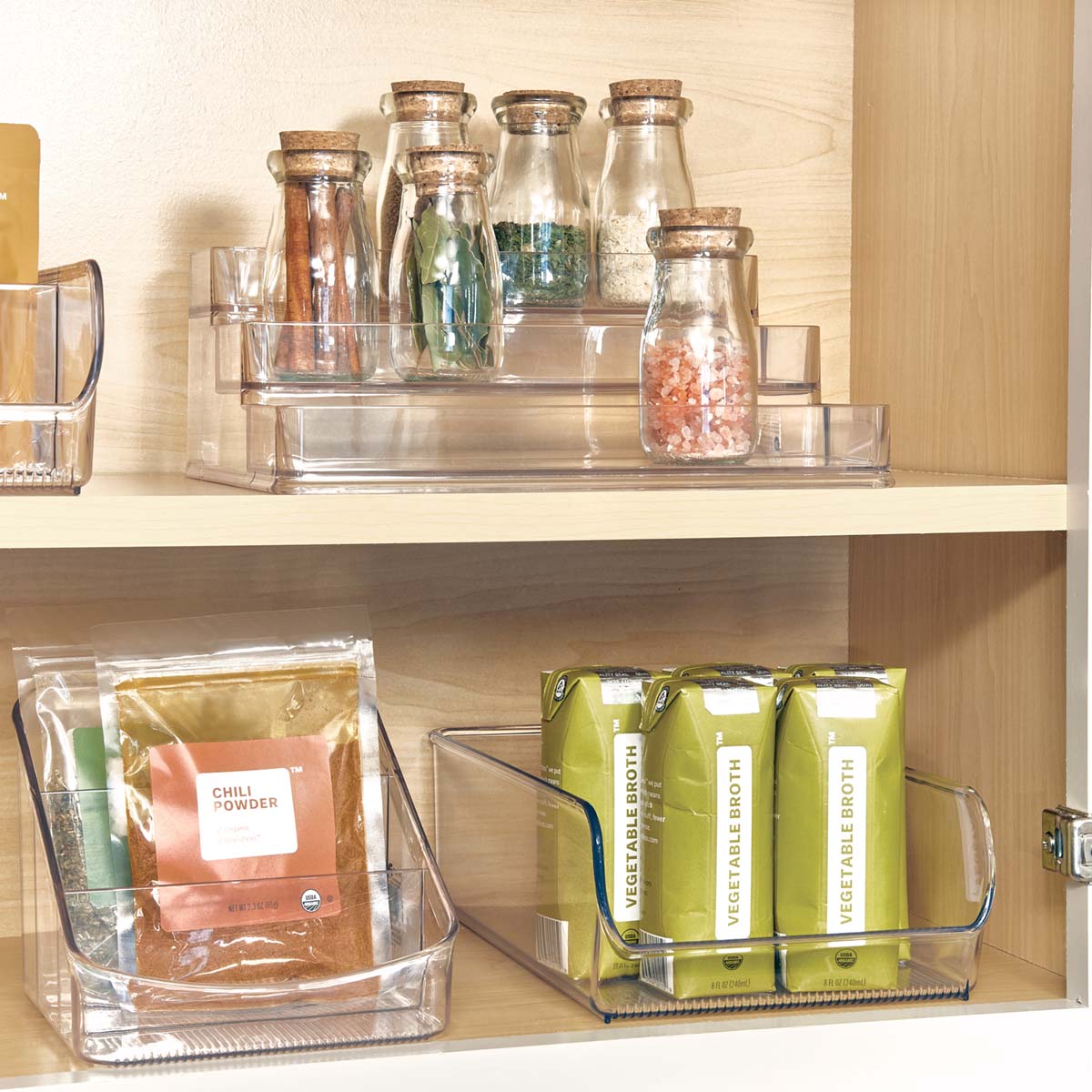 étagère à épices en plastique transparent pour placard taille L