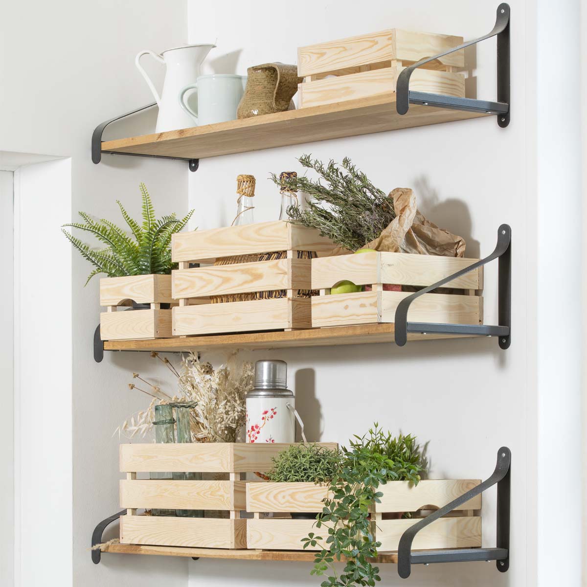 Caisse de rangement en pin L